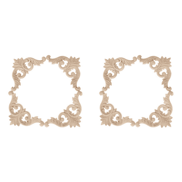 Wood Carved Corner Mouldings Onlay Applique Unpainted Furniture Decor 8Pcs 12X12cm