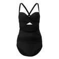 WEANT One Piece V Neck Swimsuits for Women Pin Tucked Surplice Tummy