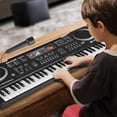 thumbnail image 4 of Teclado de piano digital de 61 teclas con micrófono recargable USB para escenario de bar, adecuado para principiantes-negro, 4 of 4