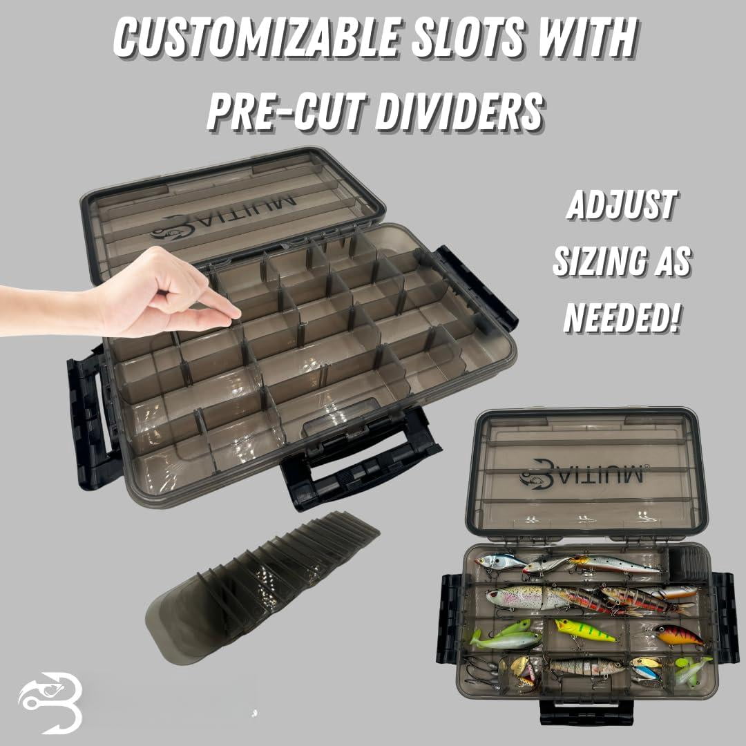 Xtraseal Waterproof Fishing Tackle Box Organizer  Boxes With Dividers Tacklebox For 3600 3700 Tray Gear