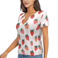 thumbnail image 2 of Wukai Hand Drawn Strawberry Casual V-Neck Graphic Tees for Women: Lightweight and Breathable Summer Tops with Stylish Design-XX-Large, 2 of 8
