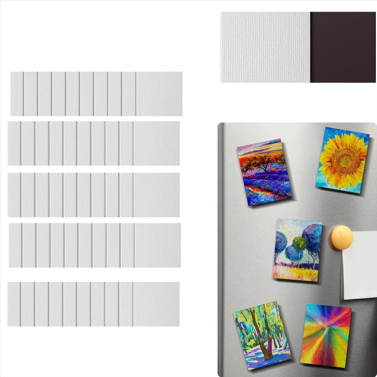 50 Pcs Magnetic Painting Canvas Panel 3x3 Inches Boards Canvases for Tile Art