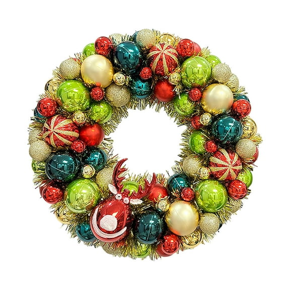 Olilia Christmas Ball Wreath, Christmas Wreath Decoration, Shiny Thick Shatterproof Wreath, Suitable for Doors, Walls, Mantels, Holiday Party Decorations.
