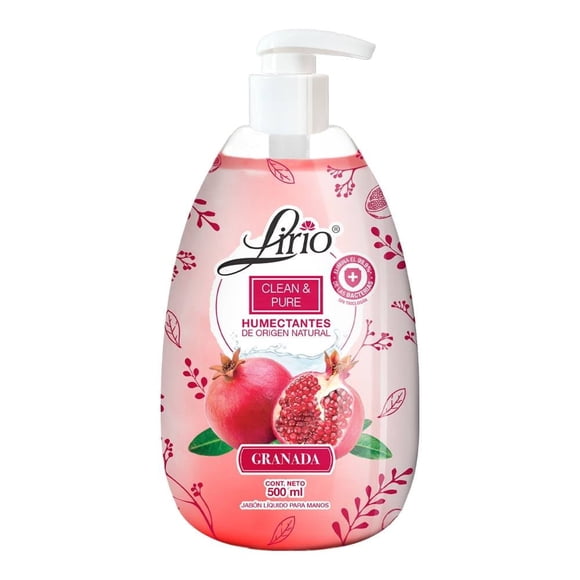 Jabón líquido para manos Lirio clean & pure granada 500 ml