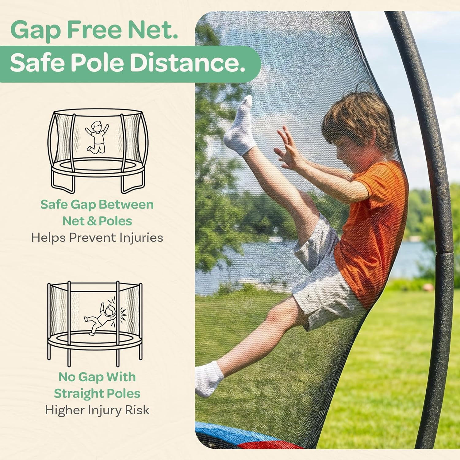 JoyBerri Rebounder Trampoline for Adults and Kids – Outdoor Recreational Trampoline with Safety Enclosure Net, Ladder, LED Lights & Sprinkler – ASTM Certified Family Fun Trampoline - Colorful