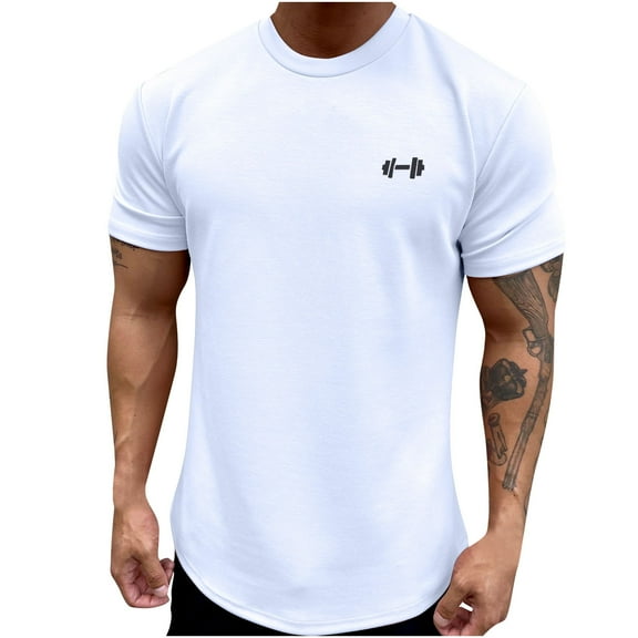 bnaln White T Shirts for Men Big And Tall T Shirts Comfort Cotton Short Sleeve T-Shirt Summer Loose Workout Casual Shirts,White,Size XL