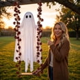 thumbnail image 5 of Halloween Decorations Outdoor 5Ft Pre-Assembled Hanging Swing Ghost With Lights Spooky Hanging Ghosts for Porch Yard Tree Party, 5 of 7