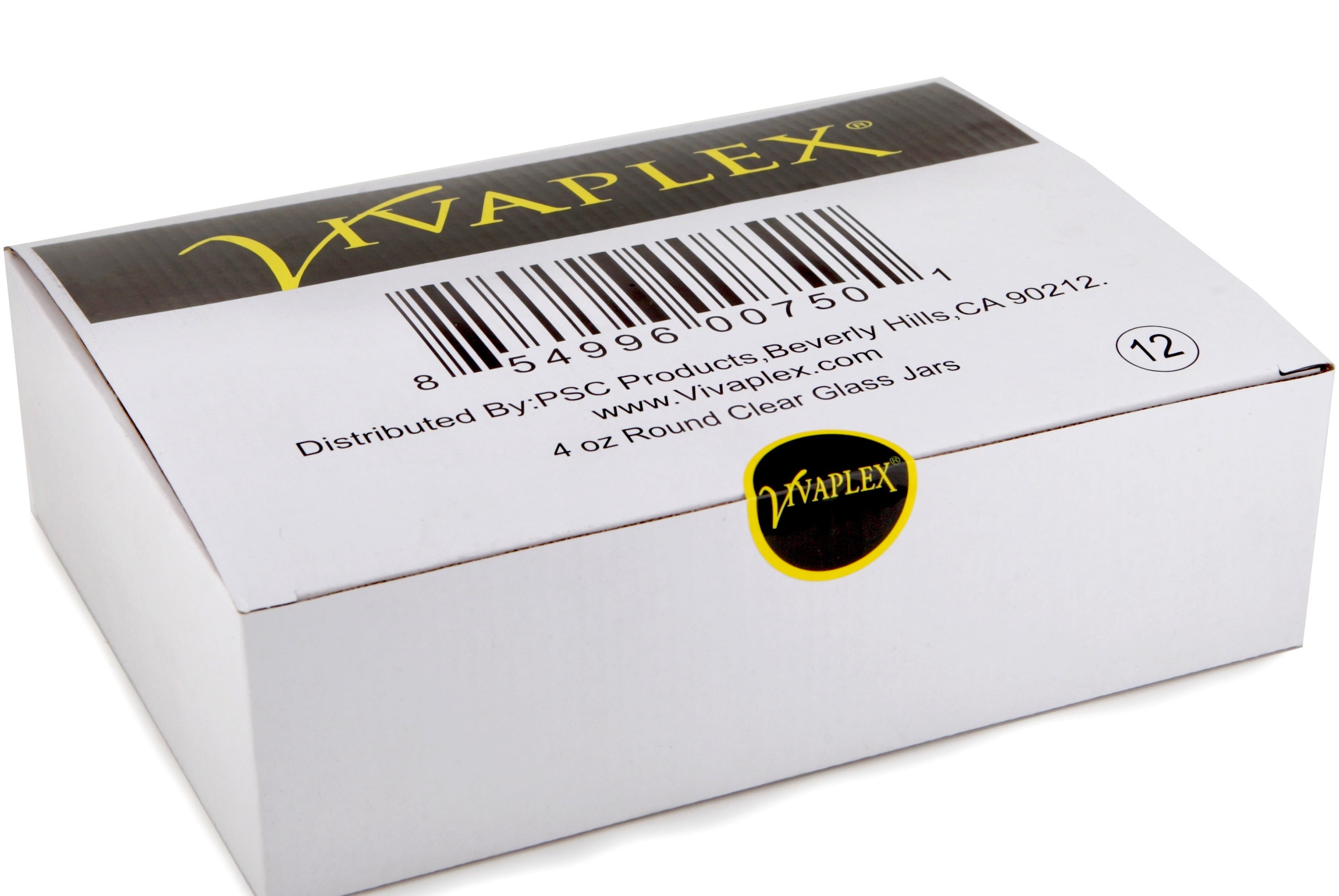 Vivaplex, 12, Clear, 4 oz Round Glass Jars, with Inner Liners and Black Lids