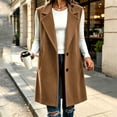 thumbnail image 6 of Xaqiouau Women's Long Sleeveless Trench Coat Lapel Collar Open Front Vest Jacket Casual Button Down Lightweight Duster Waistcoat Outerwear with Pockets, 6 of 6