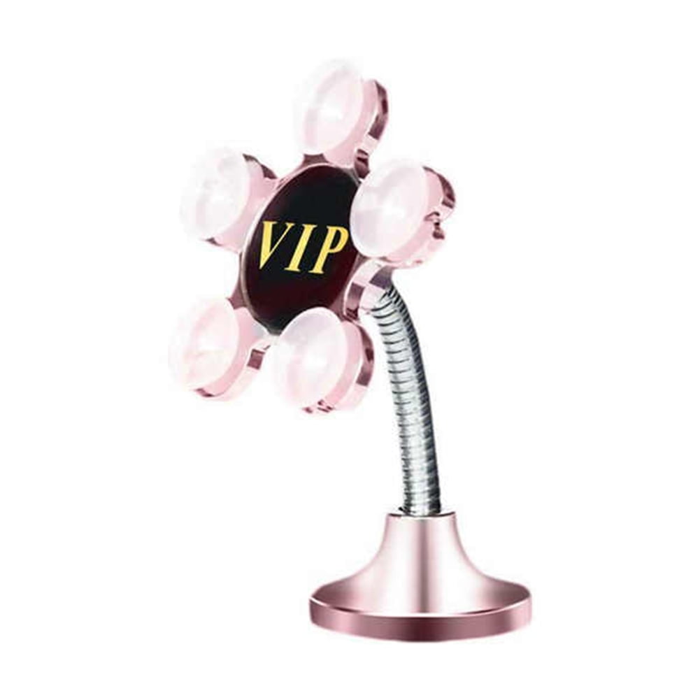 VIP Pressure Suction Cup Universal Adjustable Gooseneck Cup Holder Cradle Car Mount For Cell Phone Single Side Pink
