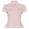 thumbnail image 4 of Blouse Décontractée à Manches Courtes pour Femmes Col Rabattu Couleur Unie Tenue Polyvalente pour Toutes les Saisons, 4 of 4