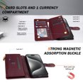 thumbnail image 3 of For iPhone 11 Crossbody Phone Case with Card Holder,Diamond Pattern PU Leather Wallet Case,Flip Case Folio Magnetic Kickstand Cover With Card Slots,With Long Lanyard&Wrist Strap,Winered, 3 of 8