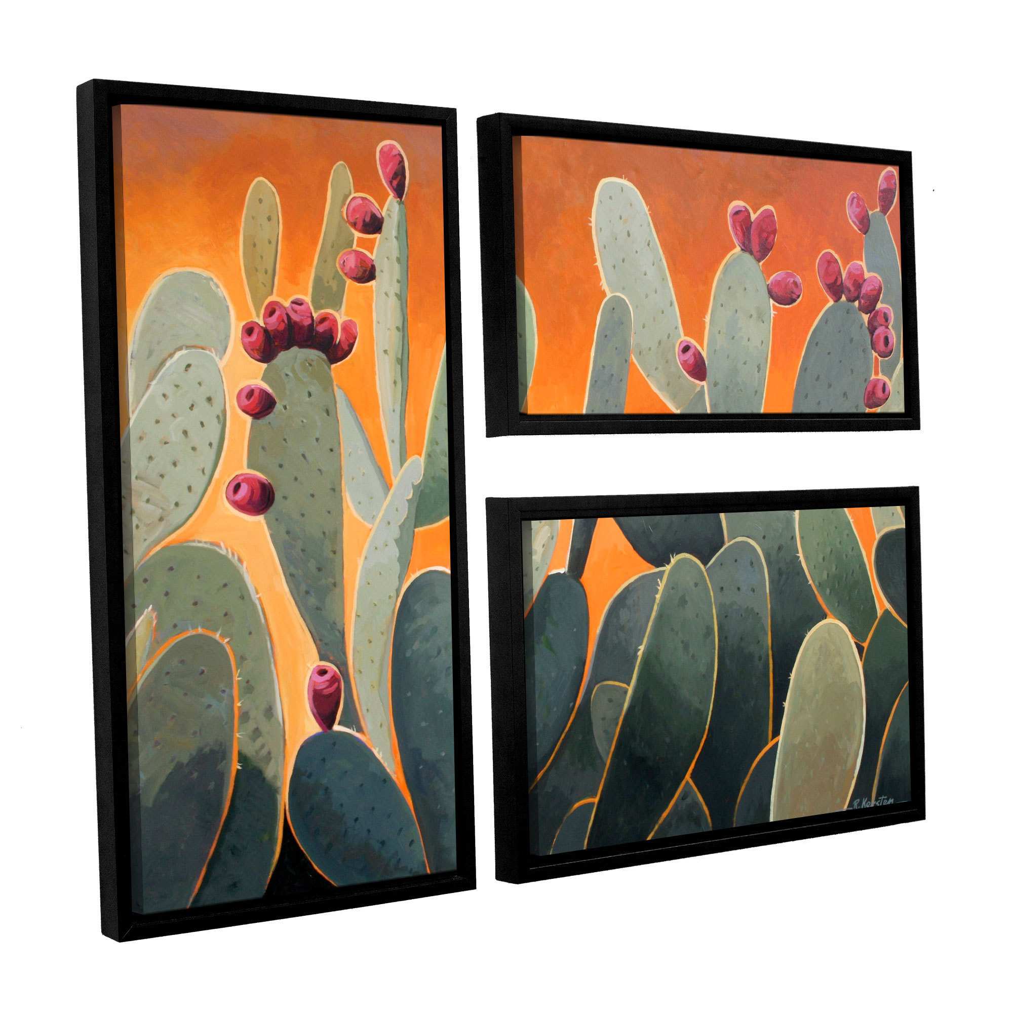 ArtWall Rick Kersten "Cactus Orange" 3-Piece Floater-framed Canvas Flag Set