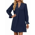 thumbnail image 3 of Women'S Summer Dresses Long Sleeve Casual Sundress Dress Beach Vacation 2025 Fashion Navy Blue M, 3 of 8