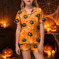 thumbnail image 2 of CAUYDY Girls Halloween Satin Pajamas Set Button Down 2 Piece Pjs Shorts Set Loungewear Sets Sleepwear,6-7 Y, 2 of 5
