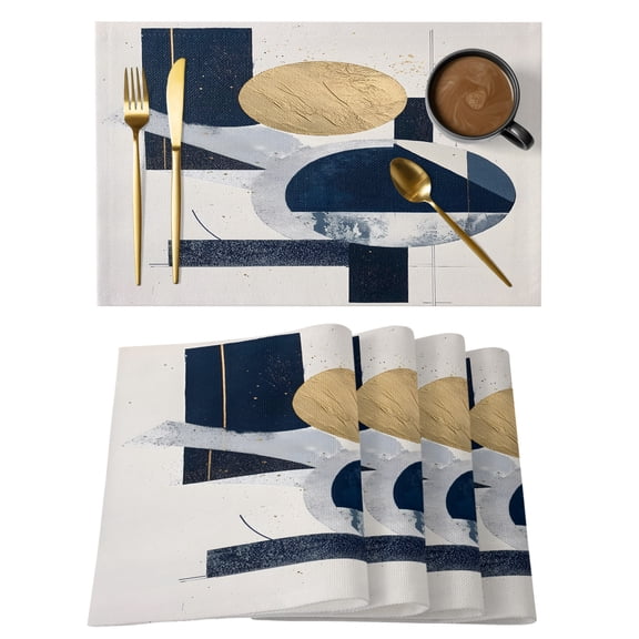 Abstract Color Block Placemats Set of 1, Nordic Bohemian Non-Slip Place Mats Washable Table Mats for Kitchen Dining Table Decorations Indoor/Outdoor