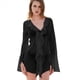 thumbnail image 2 of Blusa de Holgada de Larga con Volantes y Transparente para Mujer Negro S, 2 of 6
