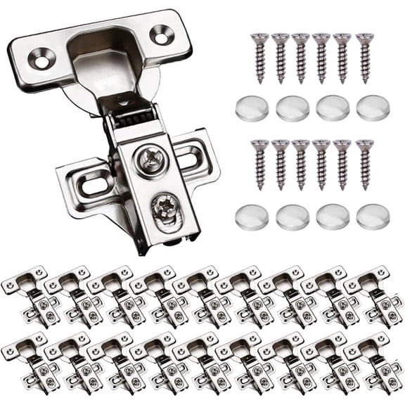 Soft Close Cabinet Hinges 20 Pack, 105 Degree Stainless Steel Concealed Hinges for 1/2 Inch Overlay Cupboard with Mounting Screws