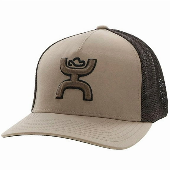 Hooey Mens Coach Flexfit Hat Mesh Back Patch Hat, Tan/Brown (S/M)