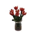 thumbnail image 2 of Handmade Lampwork Tiny Glass Flowers, Mini Glass Flowers in Vase, Unique Collectible Art Gift, Tiny Glass Flowers in Vase with Stems for Mother's Day, Office, Home(Red), 2 of 7