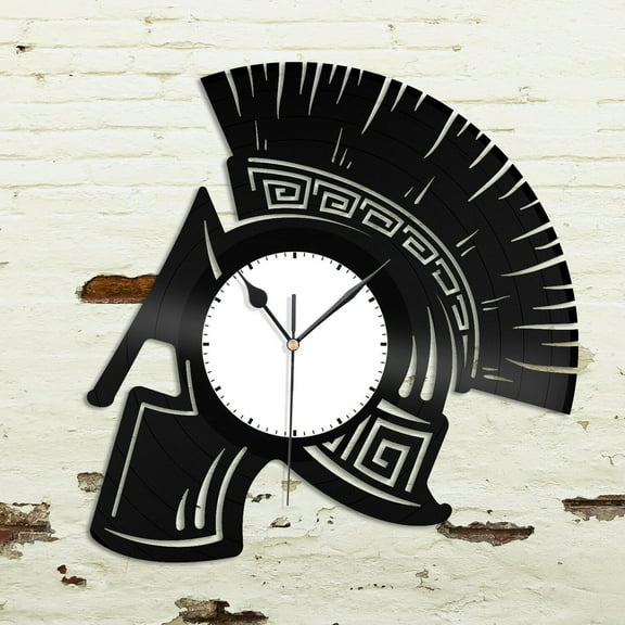 Spartan Helmet Vinyl Wall Clock Unique Gift for Friends Home Room Decoration Vintage Design Office Bar Room Home Decor