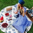 thumbnail image 3 of Blue Coastal Round Tablecloth 60 Inch - Waterproof Fabric Table Cloth Protector, Summer Beach Nautical Seaside Starfish Shell Tablecloths Washable Table Cover for Kitchen Coffee Table, 3 of 6