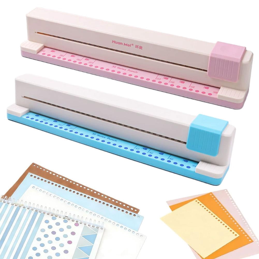 Professional 30-Hole Puncher for A4 Loose-Leaf Notebooks, Handheld Sliding Paper Hole Punch with Alignment Guide, Portable Binder Tool Used for B5 A5 DIY Journal & Office Filing - Type A