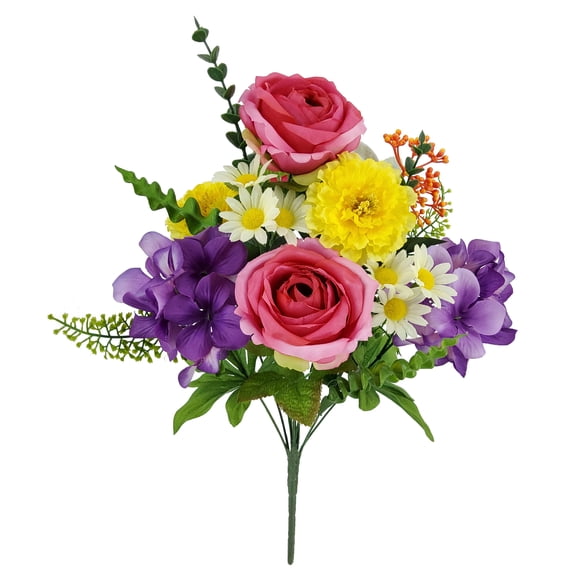 Mainstays 20 Inch Fuchsia Hydrangea Mix Artificial Bouquet for Indoor Decor