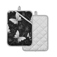 thumbnail image 2 of Gray Butterflies Flowers on Black Background Pot Holder Heat Resistant Mat Oven Hot Pads Pocket Design Potholders Set of 2, 2 of 7