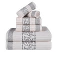 thumbnail image 2 of BNM Cotton Greek Scroll 6 Piece Towel Set, Ivory/Chrome, 2 of 7
