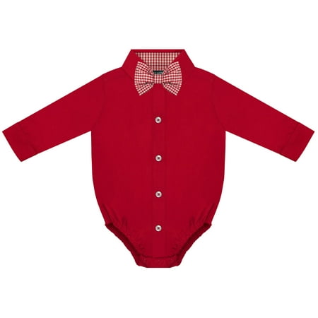 

Creative Knitwear Infant Long Sleeve Button Down Dress Shirt- Red Sizes: 0/3m - 6/9m