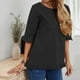 thumbnail image 2 of Blusa de manga corta de color sólido a la moda para mujer, cuello redondo, volantes, blusas informales Fridja  zx2244, 2 of 9