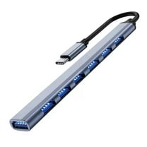 KIQ USB C Hub Splitter With 7 Port USB 3.0 and 0.65ft Extended Cable for Laptop and Computer