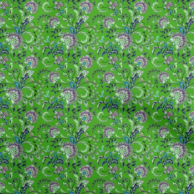 oneOone Rayon Green Fabric Asian Japanese Floral Craft Projects Decor Fabric Printed By The Yard 56 Inch Wide