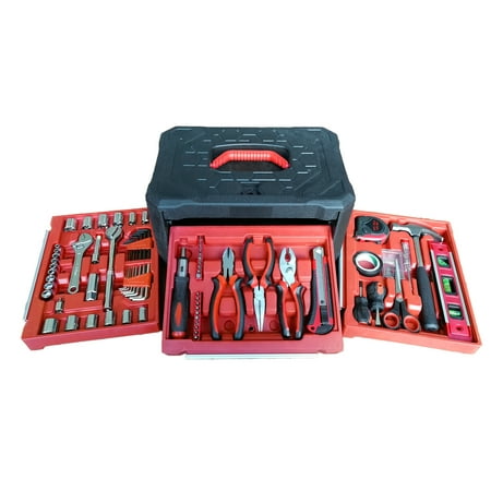 American Builder 99-Piece Emergency Tool Set, Household Hand Tool Kit, Home Repair and Car Maintenance Tool Set, Auto Tools, Industrial Tools, Mechanical Tools, Garage