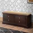 thumbnail image 6 of Benjara BM221541 Wooden Bench with Fabric Seat & Storage Space, Brown & Beige, 6 of 6