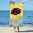 thumbnail image 3 of CafePress - Summer Botanical Watercolor Sunflower - Large Beach Towel, Soft 30"x60" Towel with Unique Design, 3 of 4