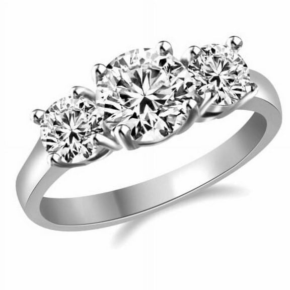 3.20CT Lab Grown Diamond (D/VVS1) Round 3 Stone Ring 925 Sterling Silver Fine Jewelry for Women Gift