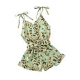 thumbnail image 2 of Douhoow Summer Toddler Girls Flower Romper Sleeveless Single Breasted Chiffon Overalls 1-6Y, 2 of 8