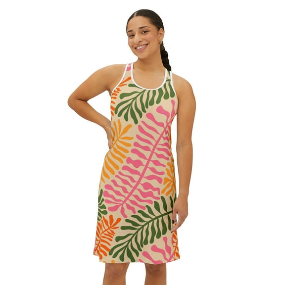 Rainbow Foliage Racerback Dress on White