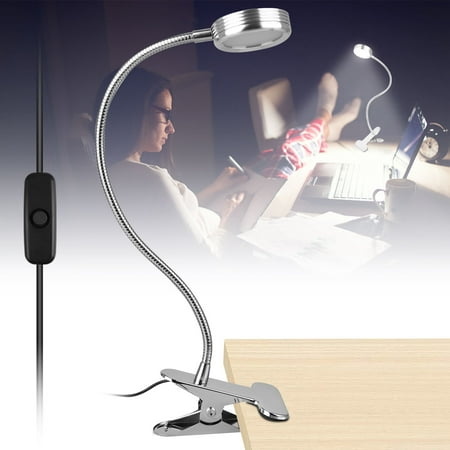 Clip on Light, EEEKit Clip On Book Light for Reading in Bed, 4 Color Modes, 4 Brightness Modes, Clamp Light for Bed Headboard and Desk(Silver),50,000 Hours Eye-Care