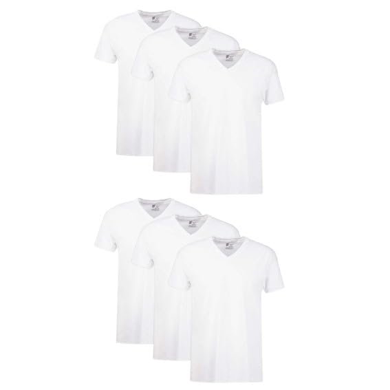 Men's Classics V-Neck T-Shirt 6-Pack, White, XX-Large