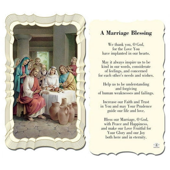 Marriage Blessing Catholic Prayer Holy Card with Prayer on Back, Pack of 50