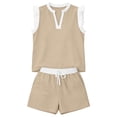 thumbnail image 7 of Womens Shorts Sets for Causal Summer Two Piece Tracksuit Lounge Wear Sets Crew Neck Shirt and Beach Shorts with Pockets Gym Airport Yoga Outfit Beige XXXL, 7 of 7
