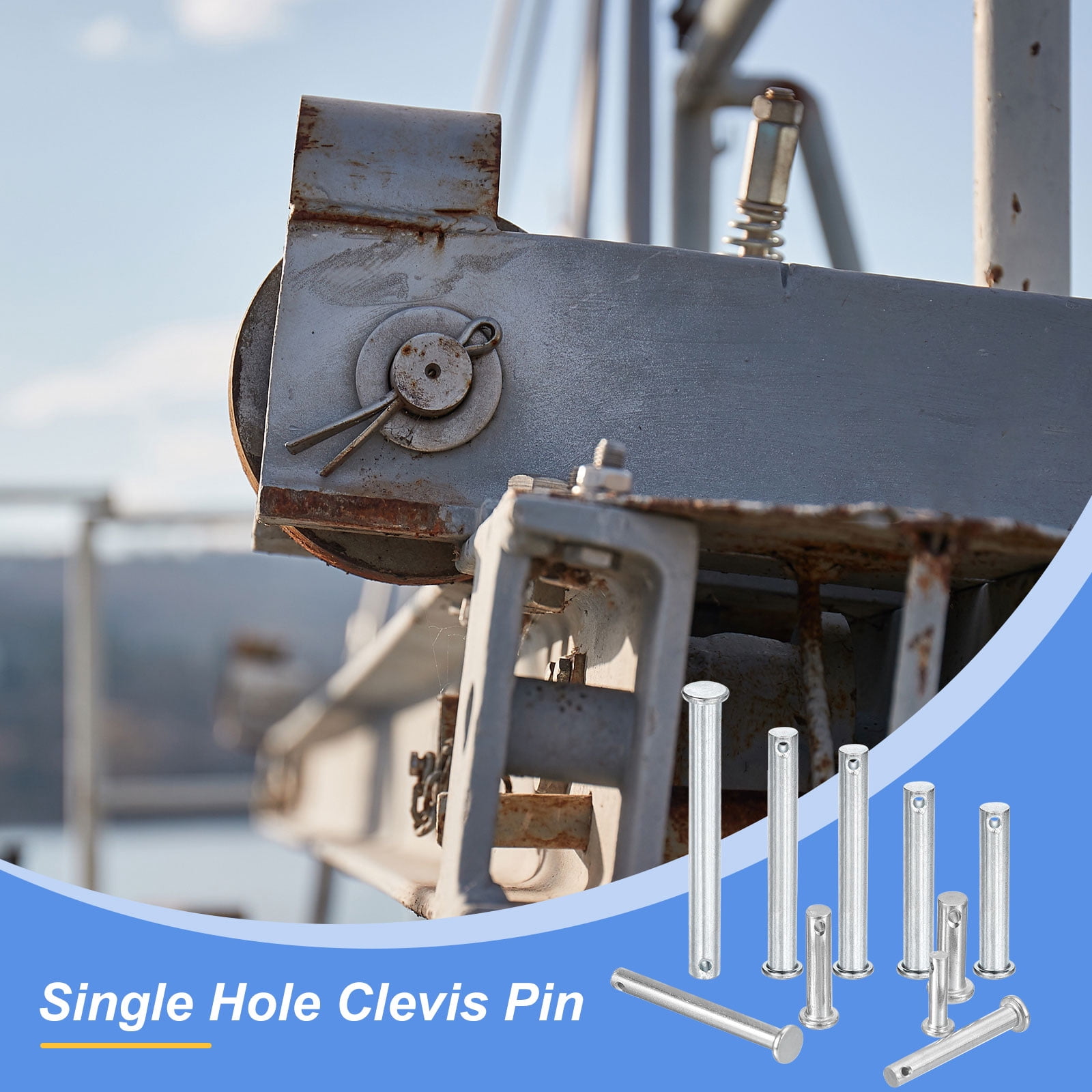 12Pcs M10 x 90mm Single Hole Clevis Pins, Zinc-Plated Carbon Steel Flat Head Pin