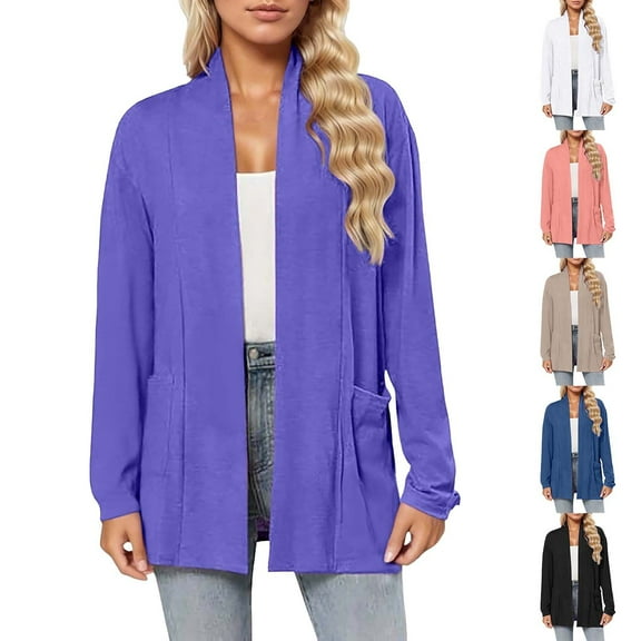 Gyexs Women's Lightweight Cardigan Sweaters Open Front Long Sleeve Casual Loose Fit Cardigans with Pockets 2025 (Khaki, Size XL)