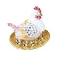 thumbnail image 3 of Ornamento de pollo de la gallina Ornamento de pollo Organizador de joyas únicas Estatua de gallina para el jardín de la sala de granja de regalos de Rosa, 3 of 8