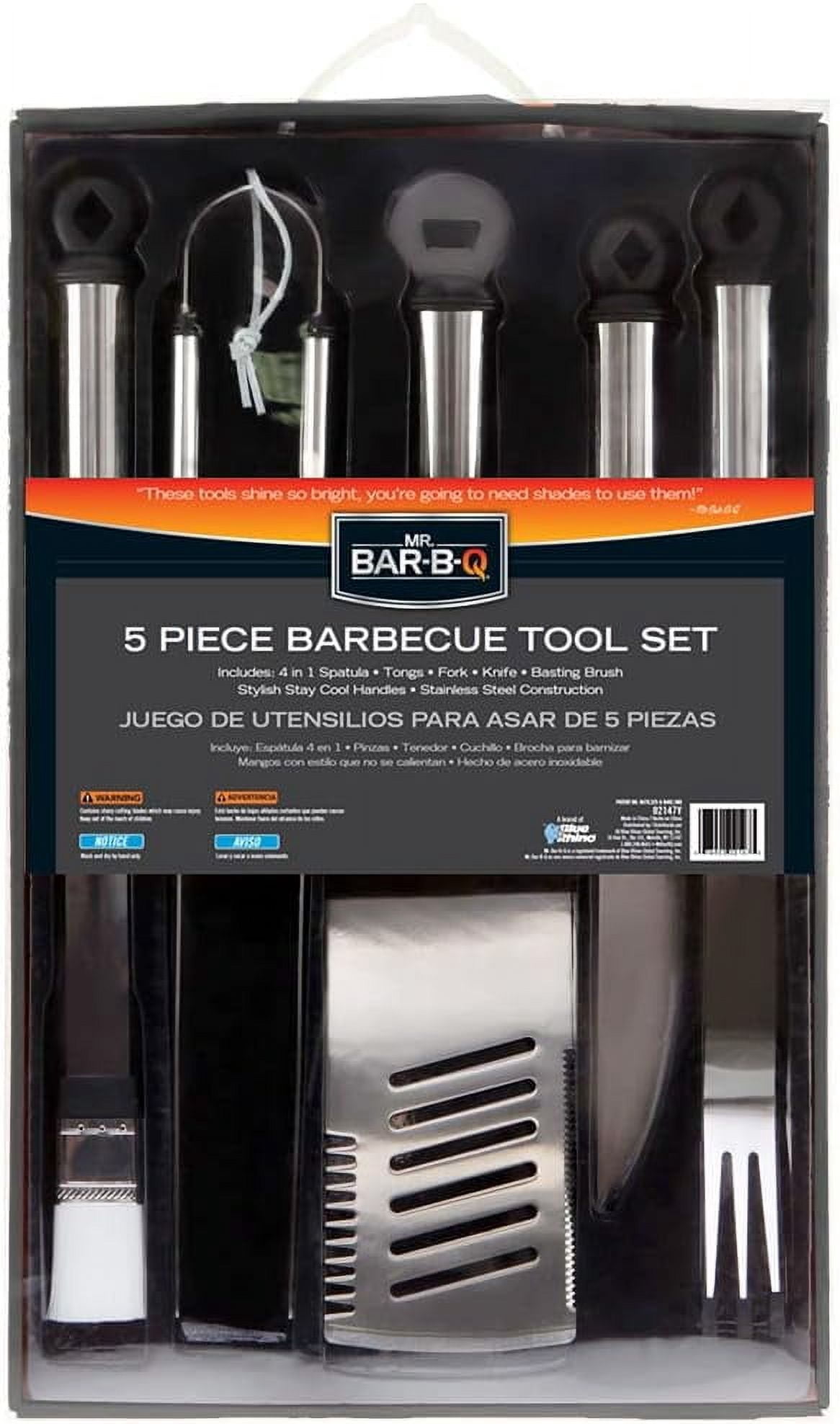 Mr. Bar-B-Q Stainless Steel Grilling Tool Set Cooking Accessory (5-Piece) Grilling Set