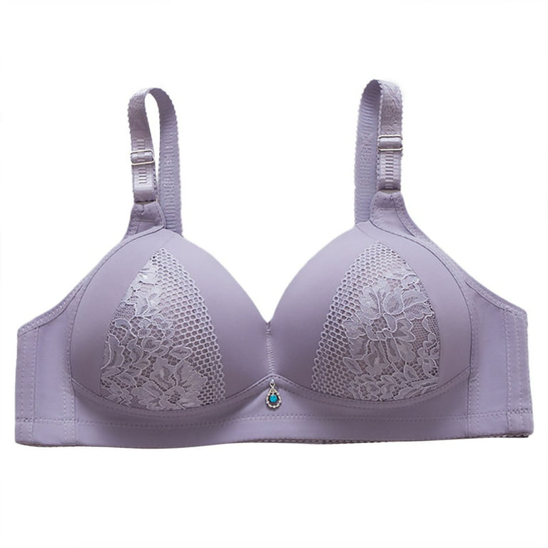 dtydtpe bras for women women's adjustable sports front closure  extra-elastic breathable push up trim bra purple