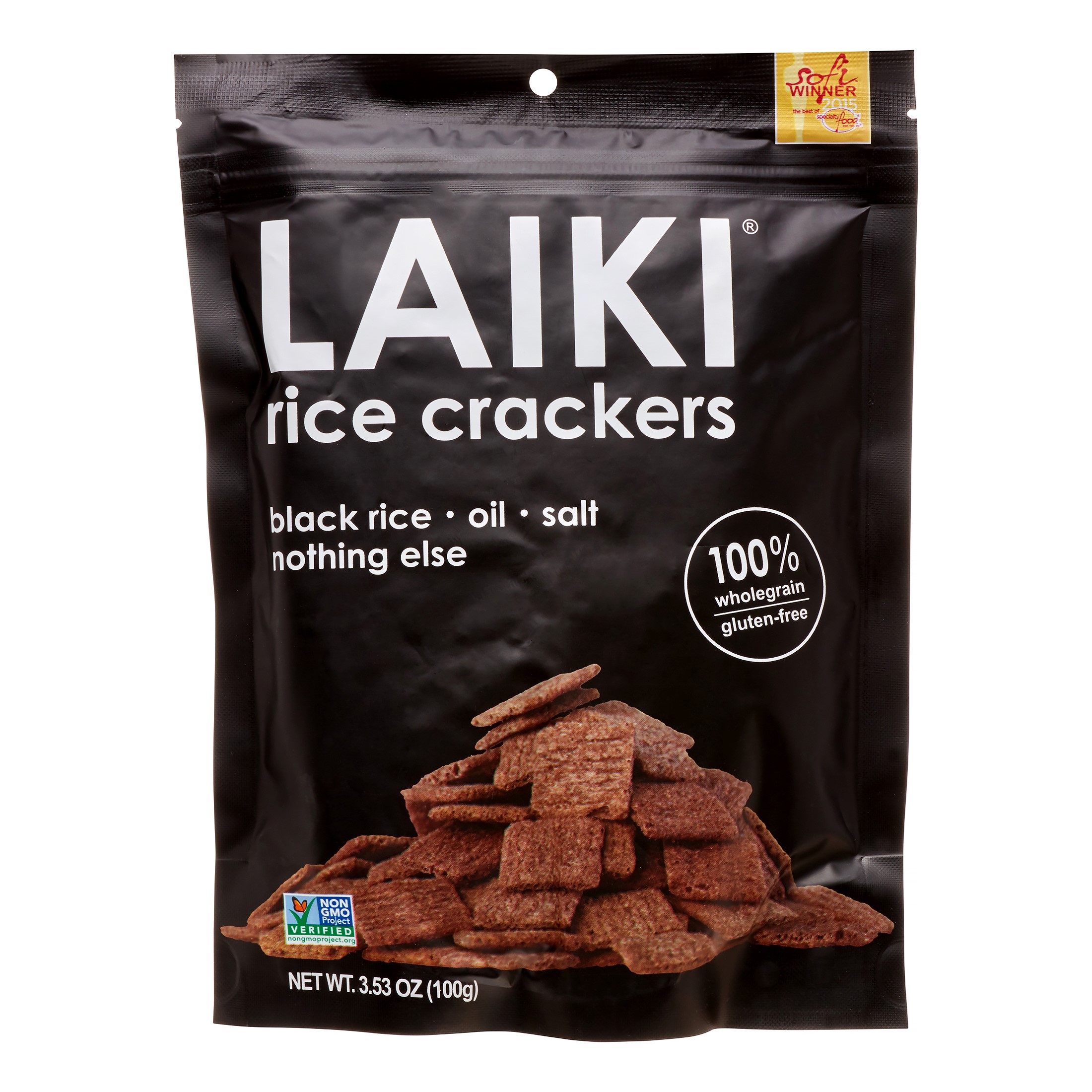 LAIKI Black Rice Crackers Gluten Free Healthy Crackers Vegan Savory